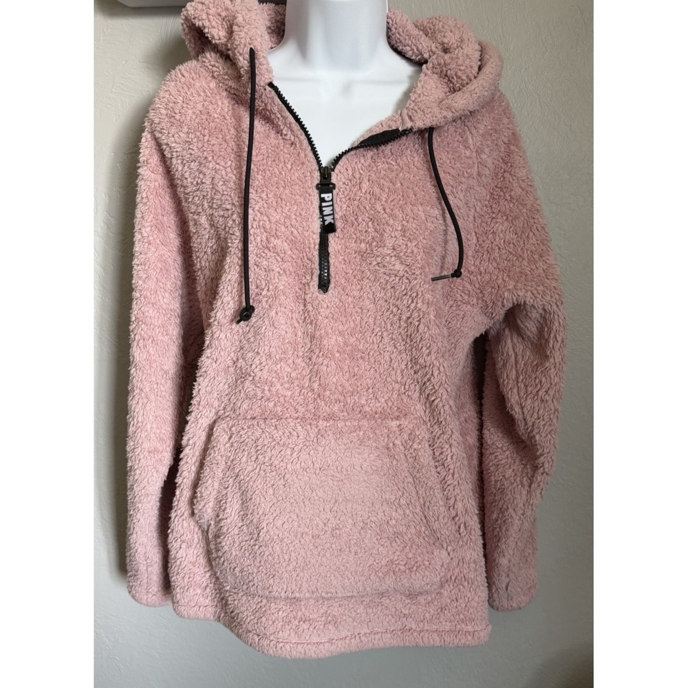 Victoria's Secret PINK Sweatshirt Womens Size Small Pink Fleece Sherpa Pullover